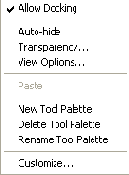 Контекстное меню панели TOOL PALETTES