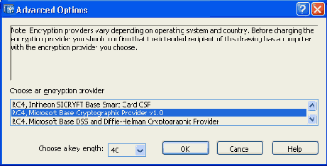 Диалоговое окно Advanced Options